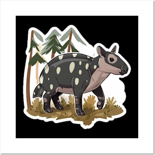 Cute Mountain Tapir Illustration - Adorable Animal Art Posters and Art